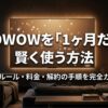 WOWOWを1ヶ月だけ賢く使う方法と、最新ルール・料金・解約手順をまとめたガイドのメインビジュアル