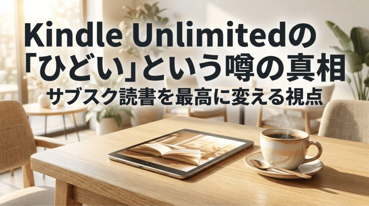 Kindle Unlimitedの口コミがひどいと言われる理由と、サブスク読書を上手に使う視点を示したスライド
