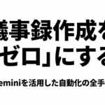 Geminiを活用して文字起こしから議事録作成までを自動化する全手順を示したスライド