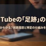 スマホを操作する人物の背景に「YouTubeの足跡の真実」と表示された表紙スライド