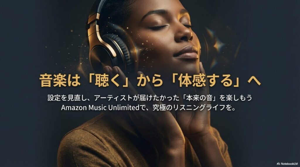 設定を見直し、アーティストが届けたかった本来の音を体感することを推奨するメッセージ