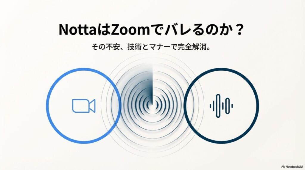 NottaはZoomでバレるのか？という不安を技術とマナーで解決するための解説資料表紙。