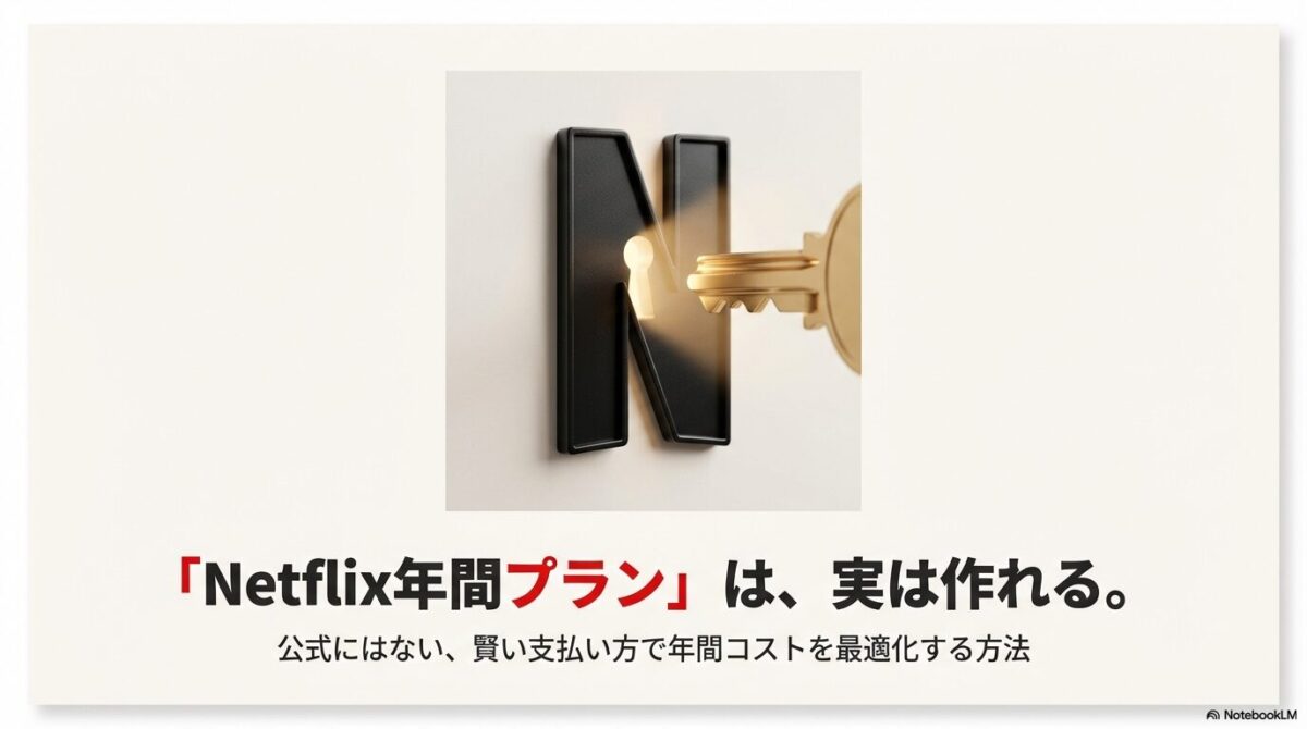 Netflix公式にはない年間プランを自作してコストを最適化する方法の解説スライド