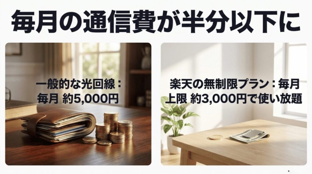 プランを比較し、毎月の通信費を抑えられることを示した画像