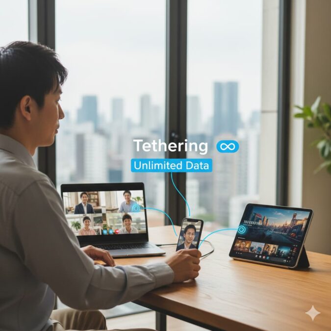 テザリング機能も無制限で使い放題
