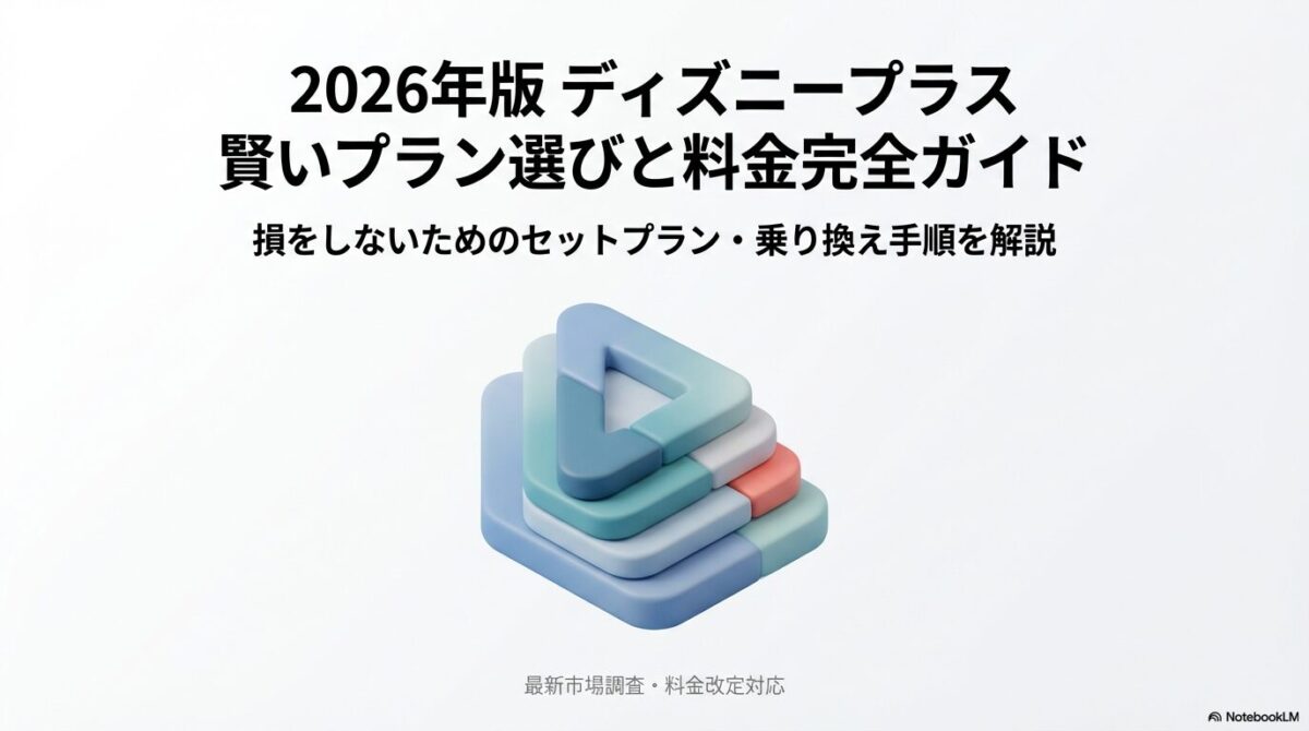 2026年最新のディズニープラス料金プランとセットプランの選び方を解説するガイドの表紙。