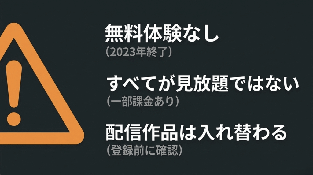 Huluの無料体験終了、一部有料コンテンツ、配信作品の入れ替わりについて示した注意点
