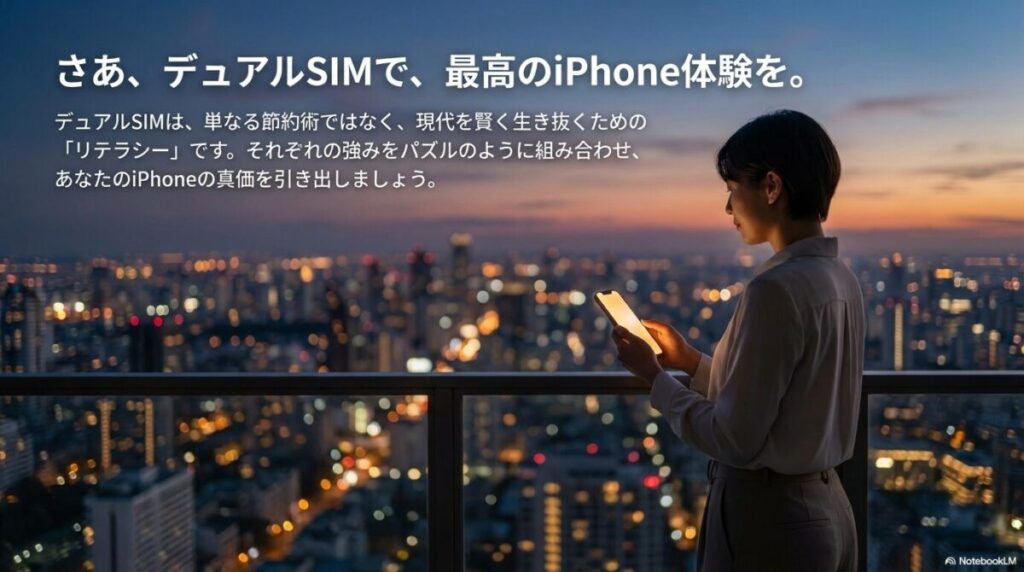 「デュアルSIMは現代を賢く生き抜くためのリテラシー」というメッセージ。