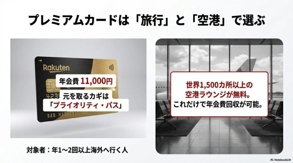楽天プレミアムカードの特典。世界1,500カ所以上の空港ラウンジが無料になるプライオリティ・パスの紹介。