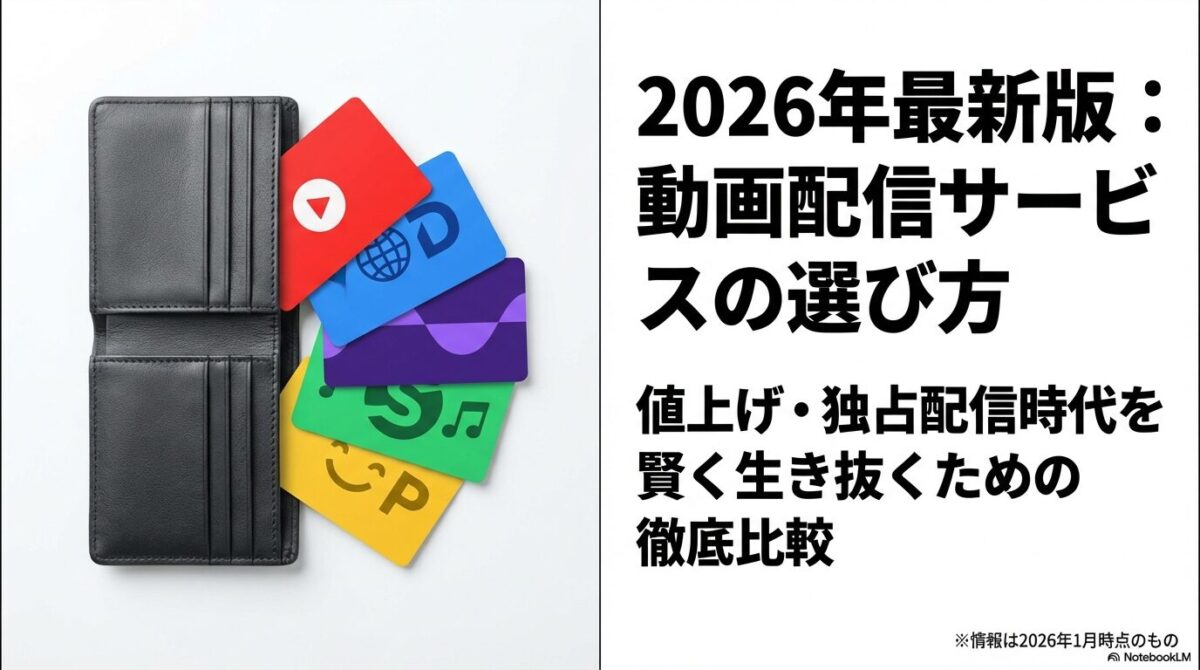 2026年最新版の動画配信サービス選び方ガイド。値上げや独占配信時代を賢く生き抜くための徹底比較資料。