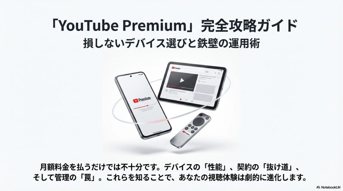 YouTube Premiumをデバイス選びと運用術で攻略するためのガイド表紙画像