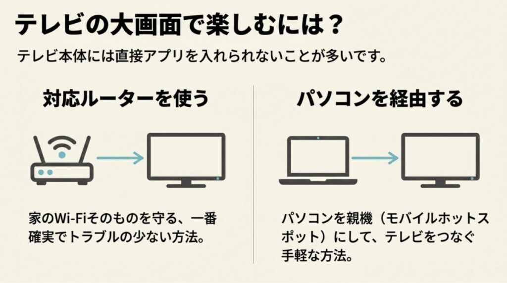 対応ルーターの使用やパソコンのモバイルホットスポット経由での接続方法の解説