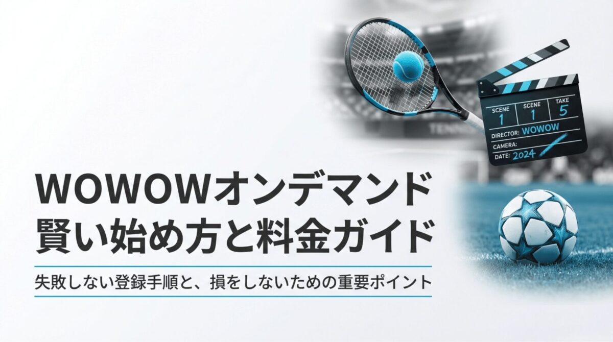 WOWOWオンデマンドの失敗しない登録手順と損をしないための重要ポイントをまとめたガイドの表紙スライド。