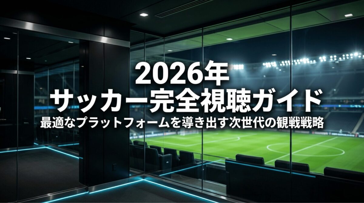 2026年サッカー完全視聴ガイド。最適なプラットフォームを導き出す次世代の観戦戦略レポートの表紙。
