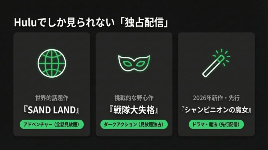 『SAND LAND』『戦隊大失格』『シャンピニオンの魔女』などの独占・先行配信ラインナップ。