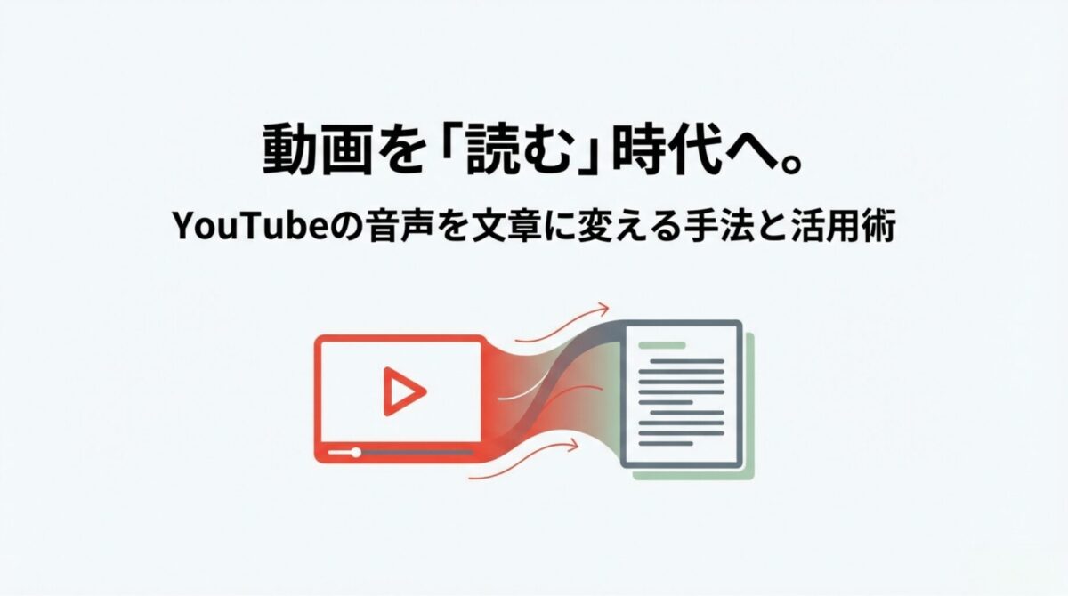 YouTubeの音声を文章に変える手法と活用術を紹介するスライドの表紙