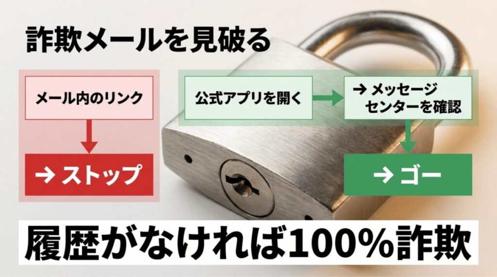 Amazonプライム更新を装うメールではリンクを開かず、公式アプリからメッセージセンターを確認する手順