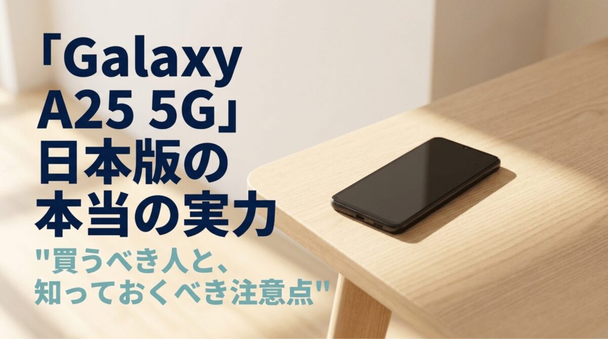 Galaxy A25 5G日本版の本当の実力と、買うべき人・注意点をまとめたレビュー用スライド