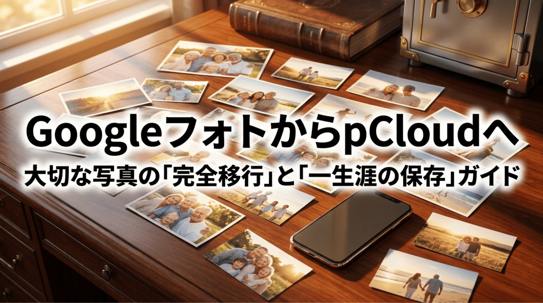 GoogleフォトからpCloudへ写真を完全移行し、一生涯保存する方法を示した導入スライド