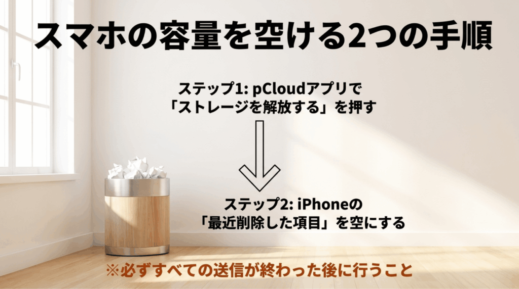 pCloudアプリでストレージを解放し、iPhoneの最近削除した項目を空にする2つの手順