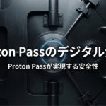 金庫の扉を背景に、Proton Passのデジタル金庫と安全性を示したタイトルスライド