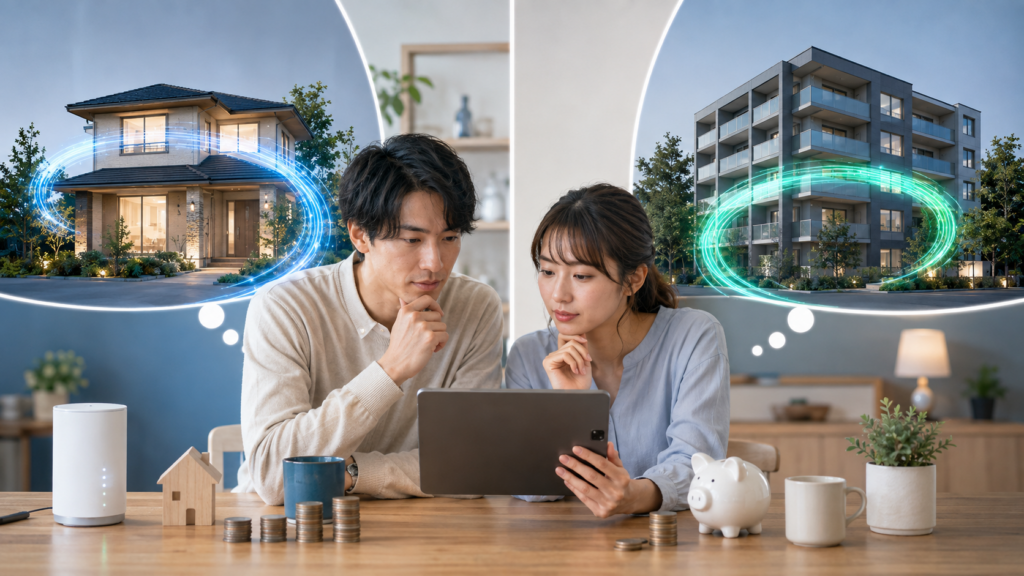 Fon光とNURO光を戸建て・マンションの料金で比較するイメージ