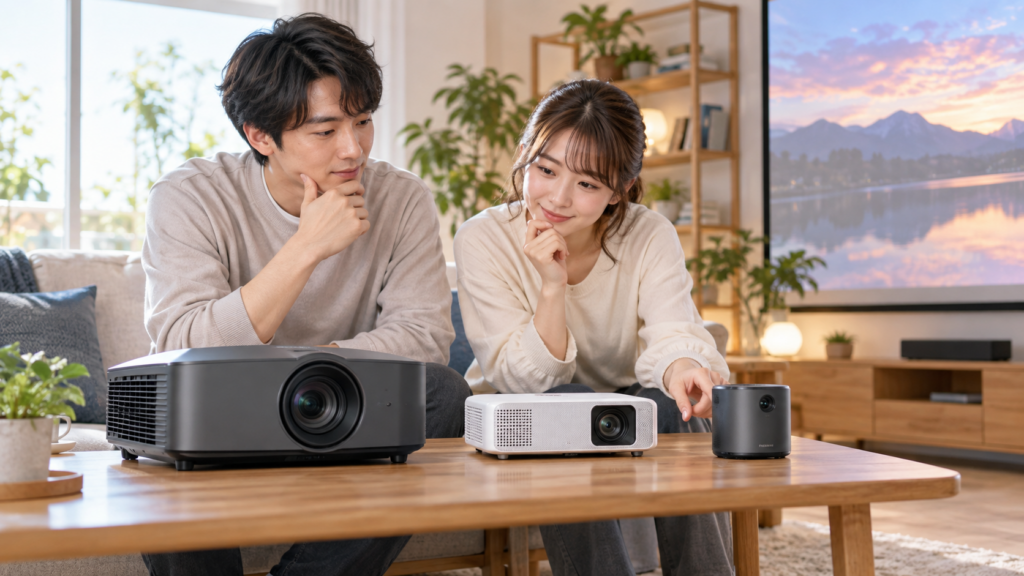 Netflix対応プロジェクターを比較して選んでいる日本人男女