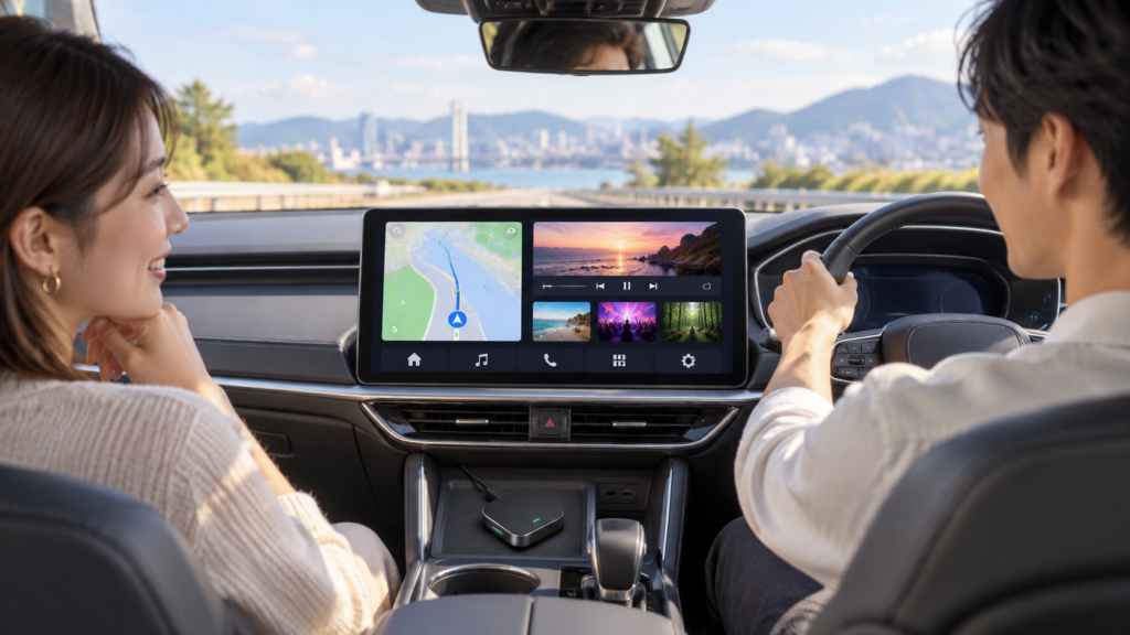 OTTOAIBOX E2で車載画面の動画やナビを利用するイメージ