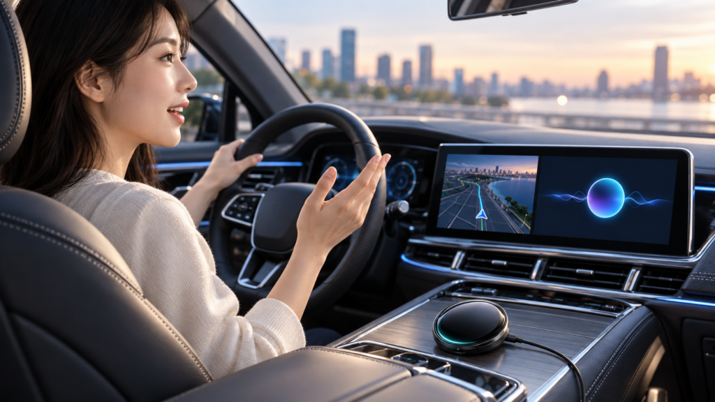 OTTOAIBOX P3 ProのAI音声アシスタントを車内で使うイメージ