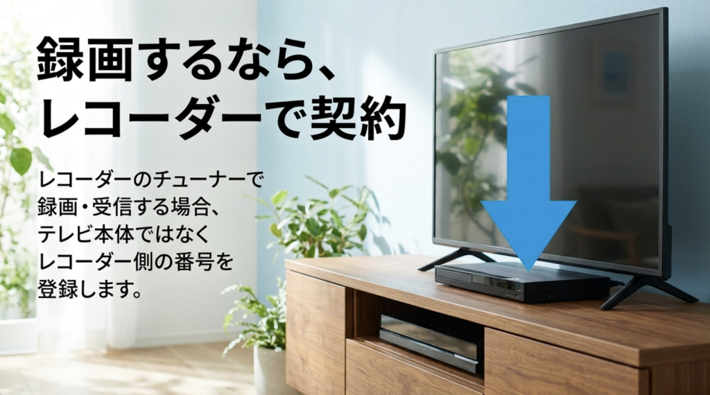 スカパー！の有料番組をレコーダーのチューナーで受信・録画する場合はレコーダー側のB-CAS・ACAS番号を登録する
